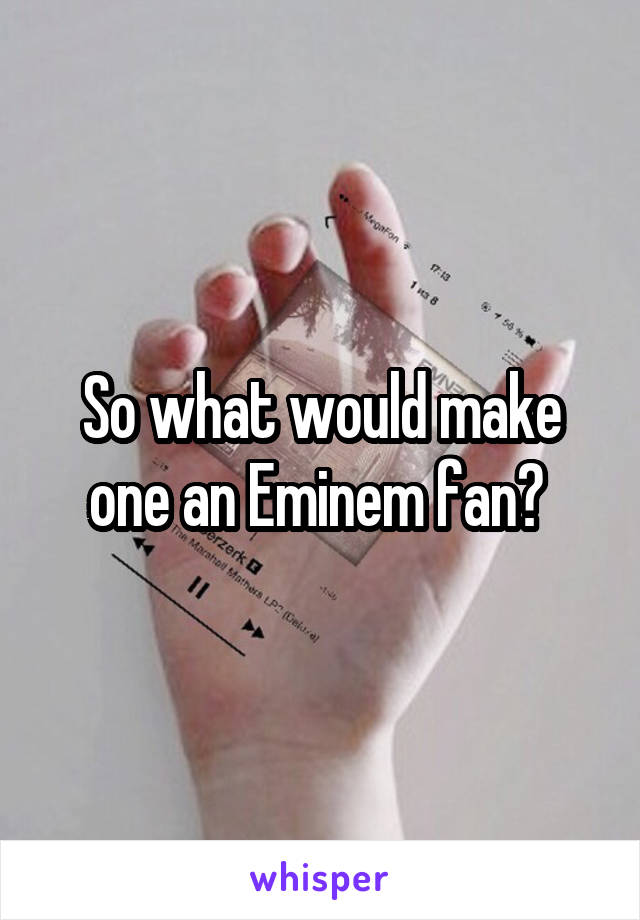 So what would make one an Eminem fan? 