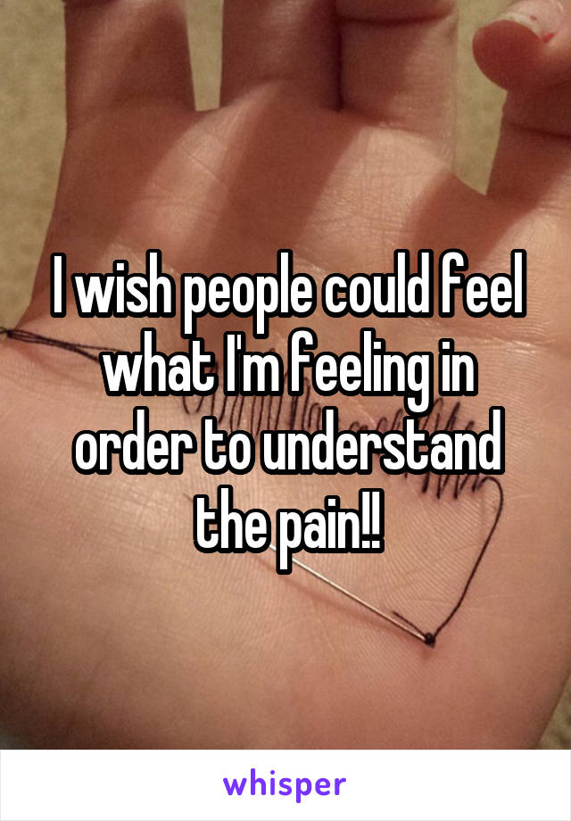 I wish people could feel what I'm feeling in order to understand the pain!!