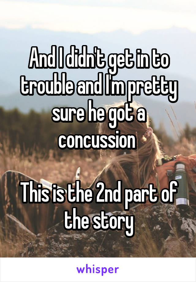 And I didn't get in to trouble and I'm pretty sure he got a concussion 

This is the 2nd part of the story