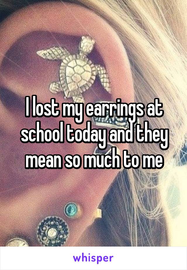 I lost my earrings at school today and they mean so much to me