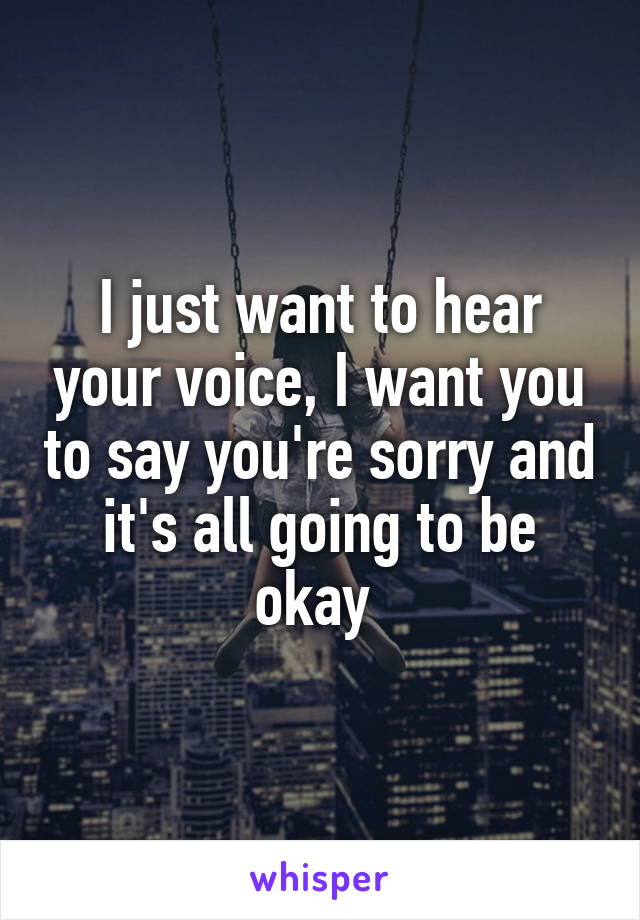 I just want to hear your voice, I want you to say you're sorry and it's all going to be okay 