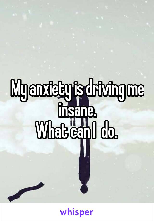 My anxiety is driving me insane.
What can I  do. 