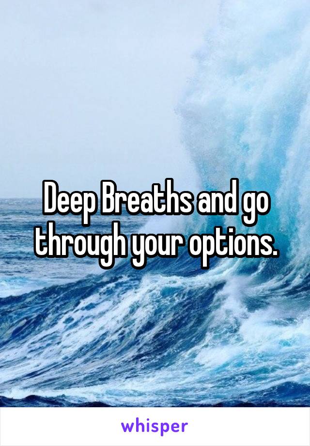 Deep Breaths and go through your options.