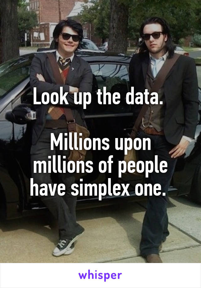 Look up the data. 

Millions upon millions of people have simplex one. 