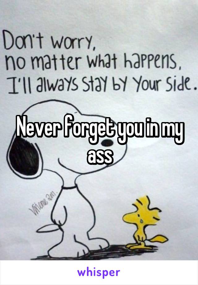 Never forget you in my ass