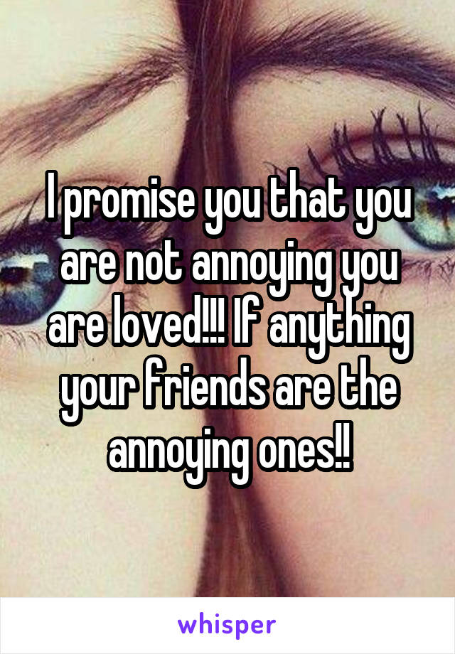 I promise you that you are not annoying you are loved!!! If anything your friends are the annoying ones!!