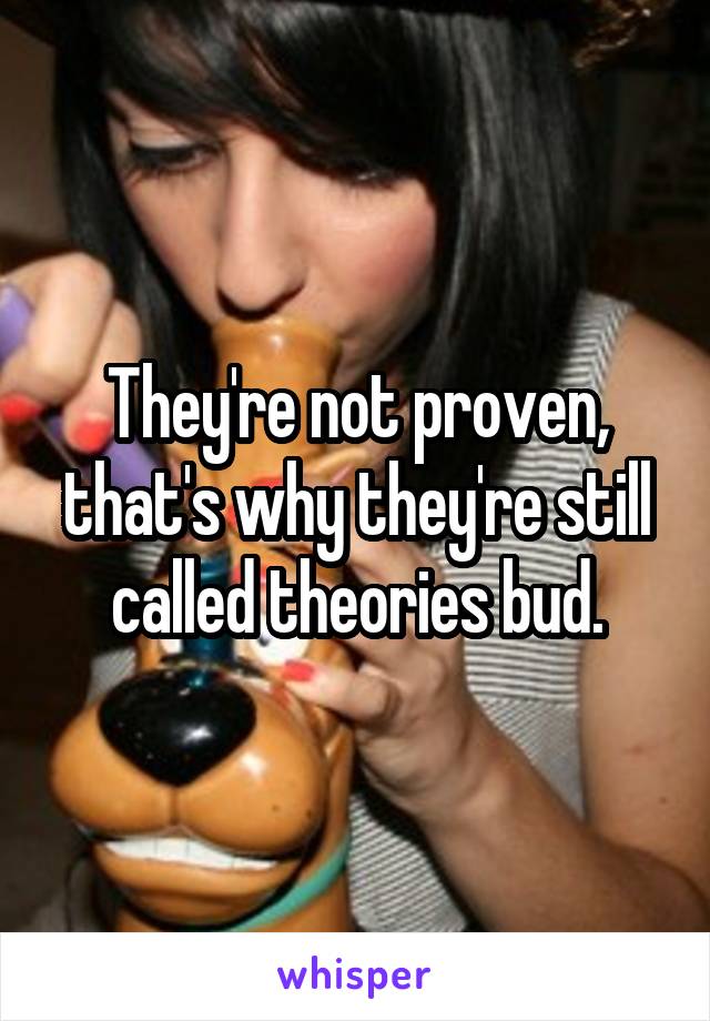 They're not proven, that's why they're still called theories bud.