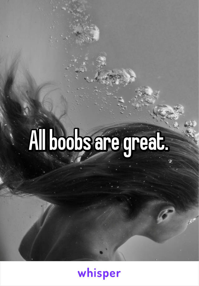 All boobs are great. 