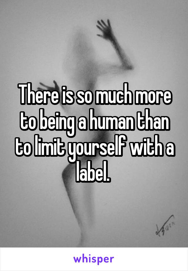 There is so much more to being a human than to limit yourself with a label. 