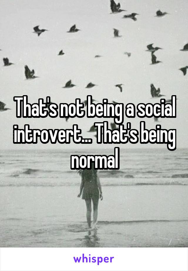 That's not being a social introvert... That's being normal