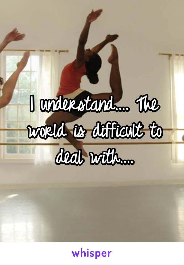 I understand.... The world is difficult to deal with....