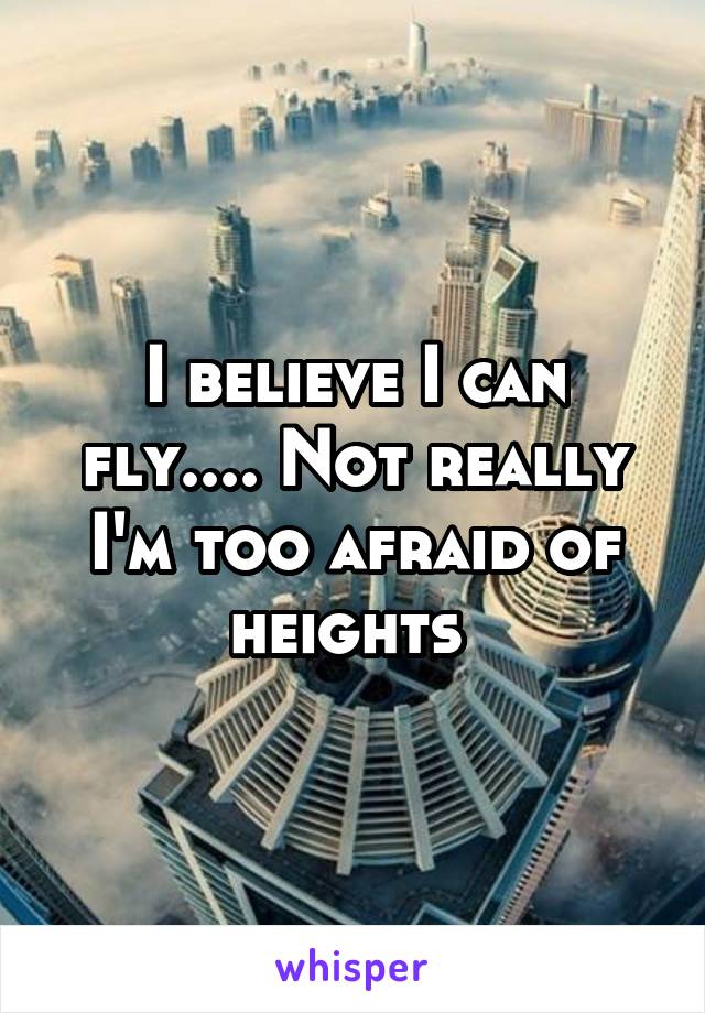 I believe I can fly.... Not really I'm too afraid of heights 
