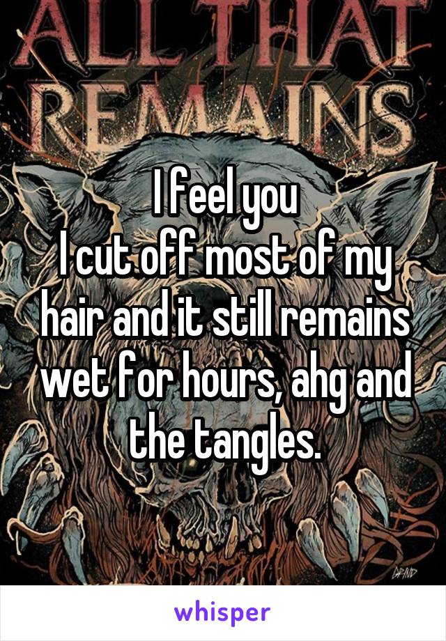 I feel you
I cut off most of my hair and it still remains wet for hours, ahg and the tangles.