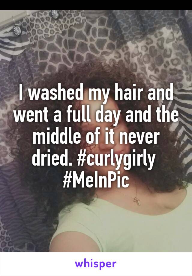 I washed my hair and went a full day and the middle of it never dried. #curlygirly 
#MeInPic