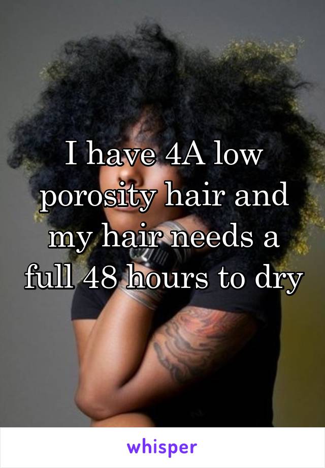 I have 4A low porosity hair and my hair needs a full 48 hours to dry 