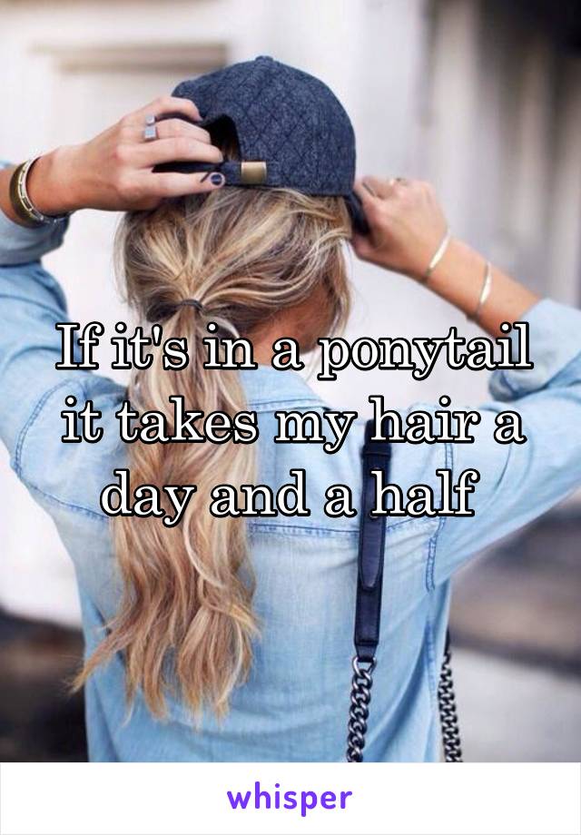 If it's in a ponytail it takes my hair a day and a half 