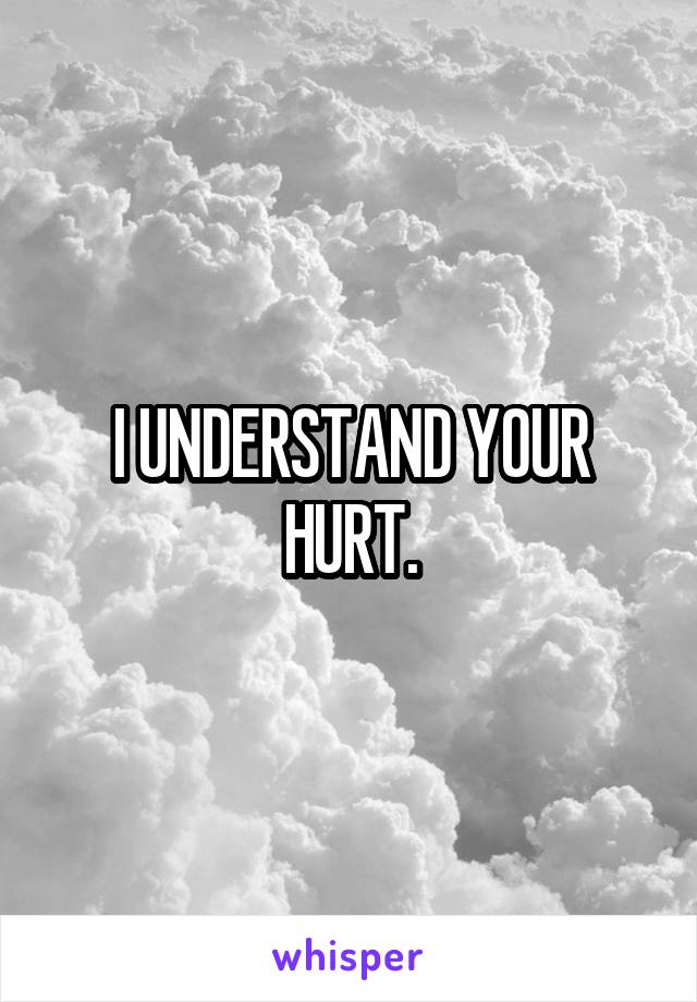 I UNDERSTAND YOUR HURT.