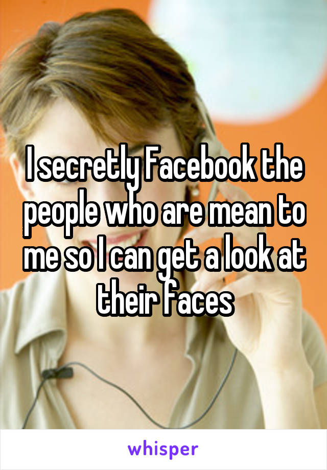I secretly Facebook the people who are mean to me so I can get a look at their faces