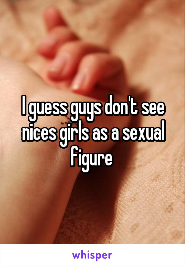 I guess guys don't see nices girls as a sexual figure 