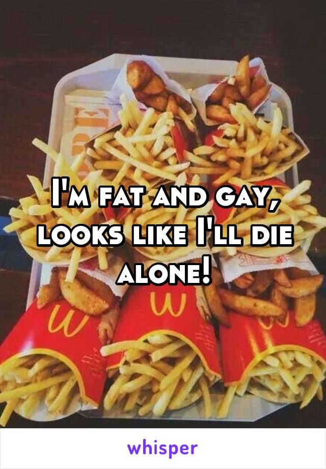 I'm fat and gay, looks like I'll die alone!