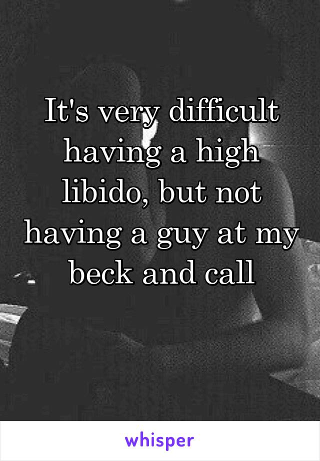It's very difficult having a high libido, but not having a guy at my beck and call

