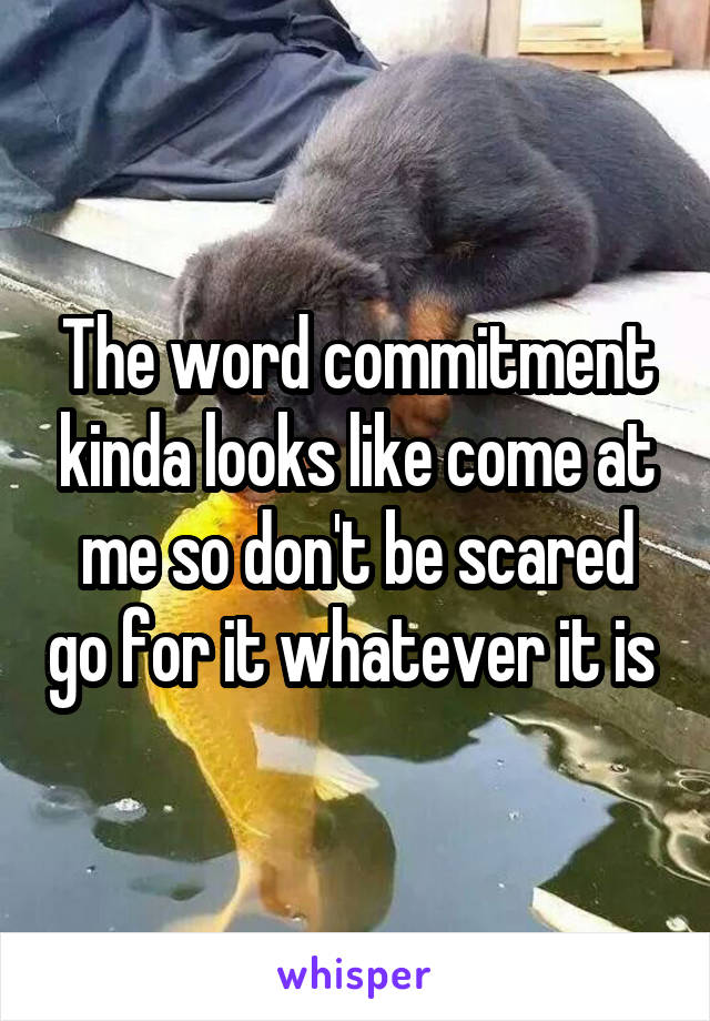 The word commitment kinda looks like come at me so don't be scared go for it whatever it is 