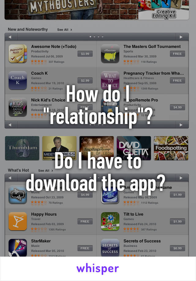 How do I "relationship"?

Do I have to download the app? 