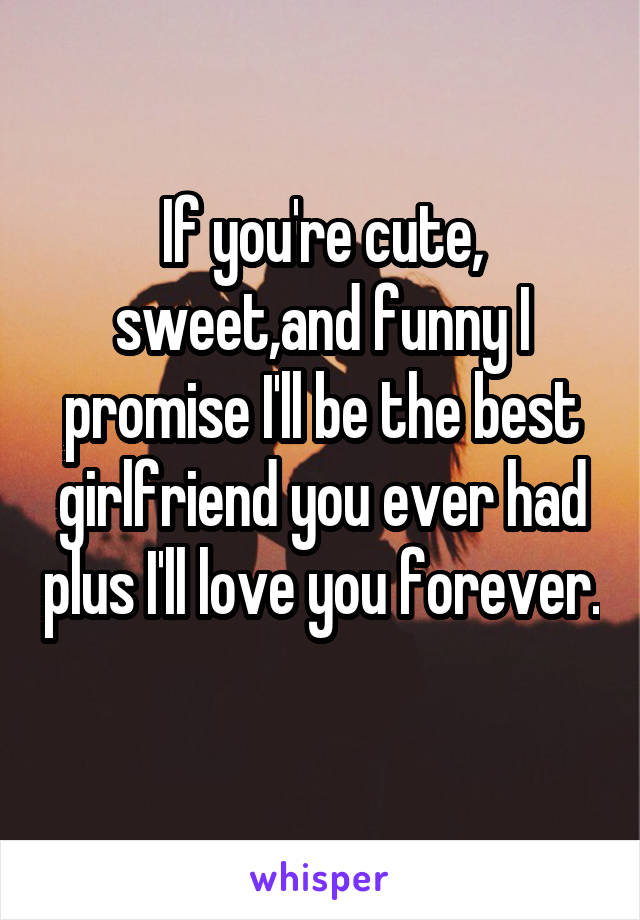 If you're cute, sweet,and funny I promise I'll be the best girlfriend you ever had plus I'll love you forever. 
