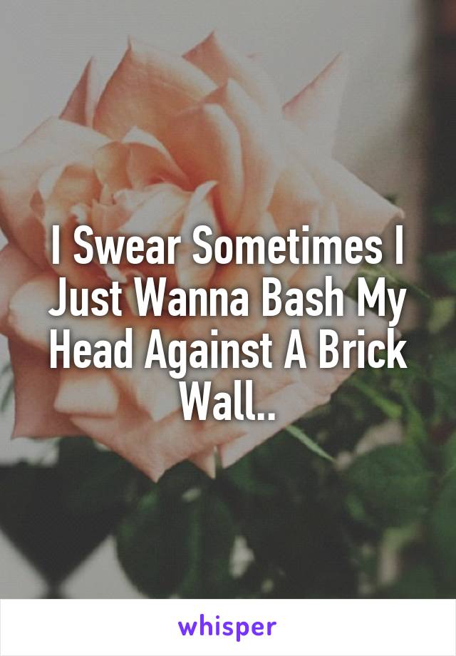 I Swear Sometimes I Just Wanna Bash My Head Against A Brick Wall..
