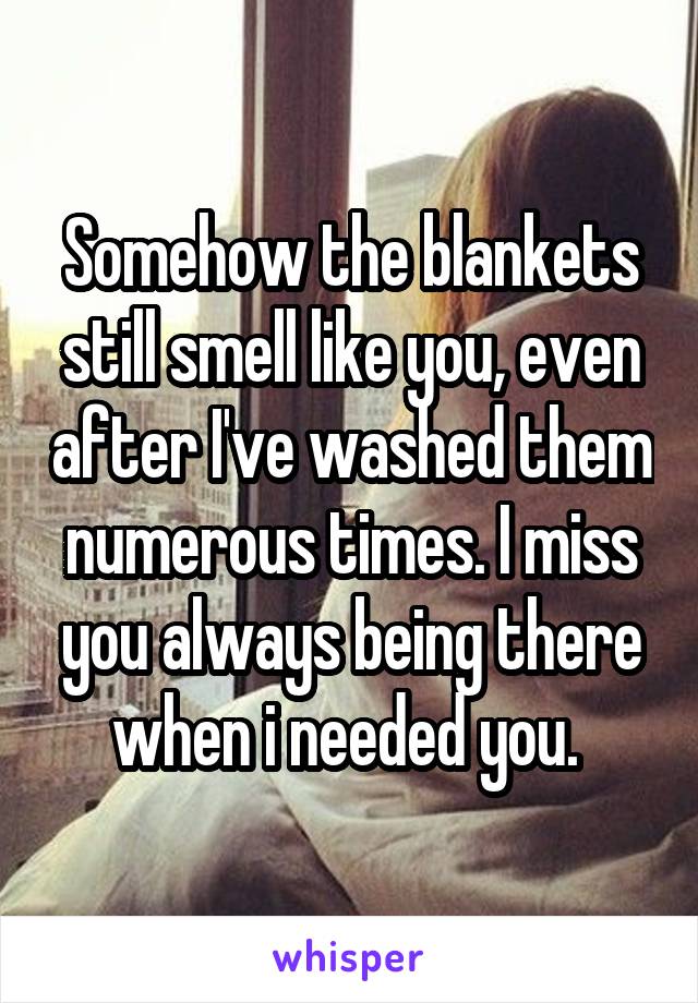 Somehow the blankets still smell like you, even after I've washed them numerous times. I miss you always being there when i needed you. 