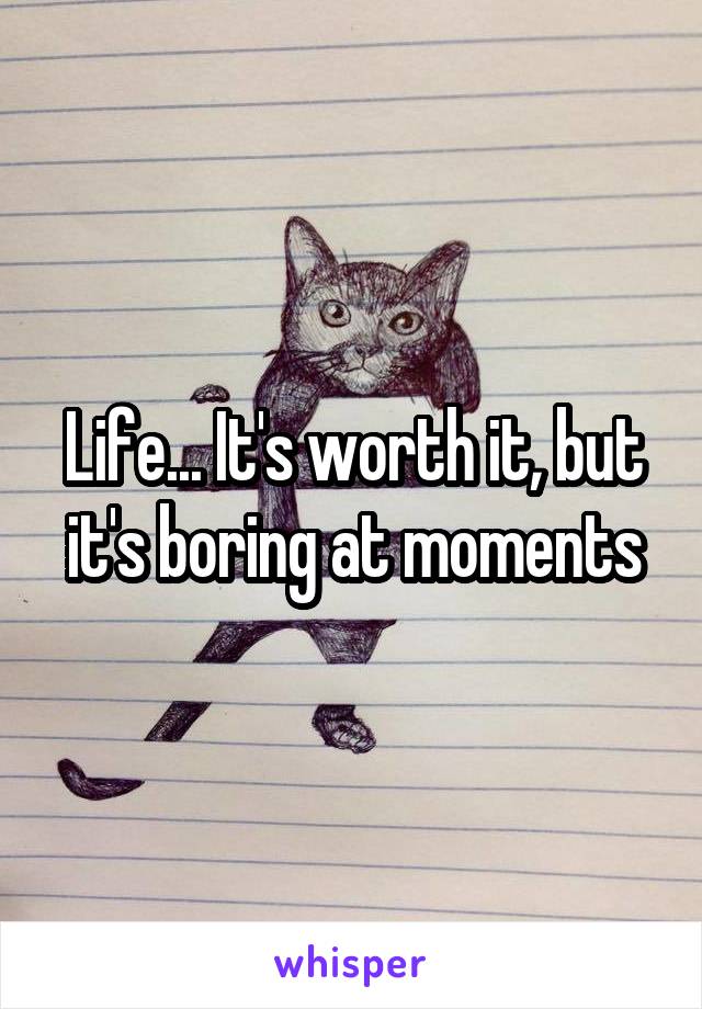 Life... It's worth it, but it's boring at moments