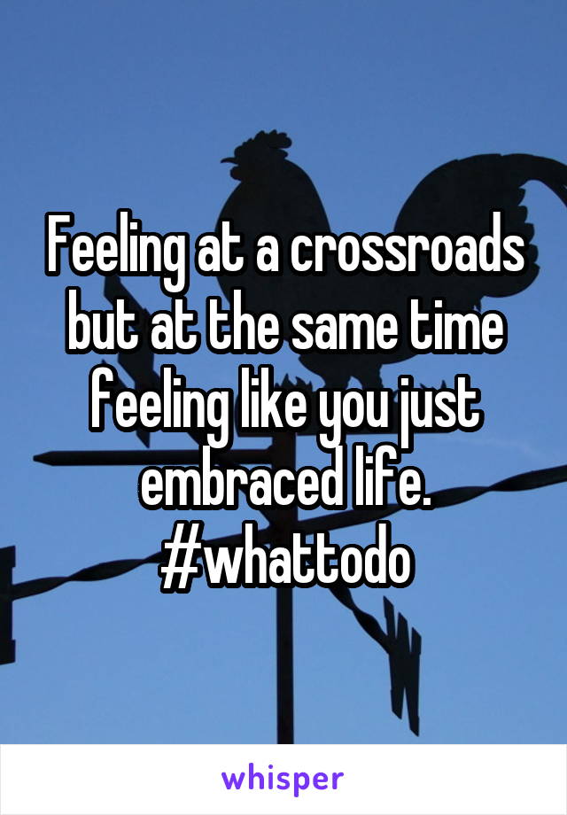Feeling at a crossroads but at the same time feeling like you just embraced life. #whattodo