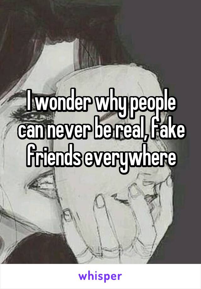 I wonder why people can never be real, fake friends everywhere
