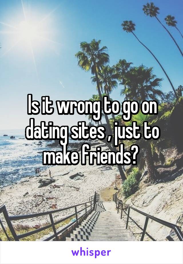 Is it wrong to go on dating sites , just to make friends? 