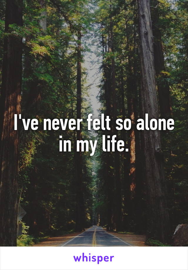 I've never felt so alone in my life.