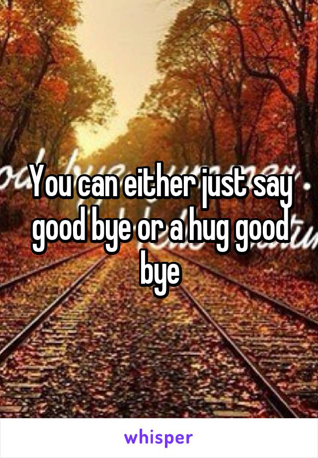 You can either just say good bye or a hug good bye