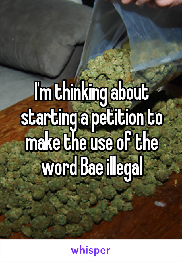 I'm thinking about starting a petition to make the use of the word Bae illegal