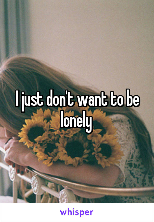 I just don't want to be lonely 