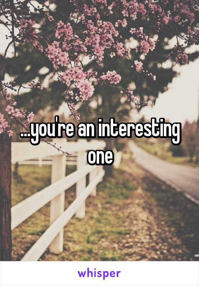 ...you're an interesting one