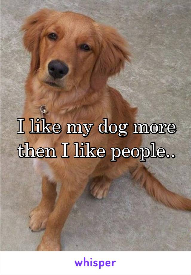 I like my dog more then I like people..