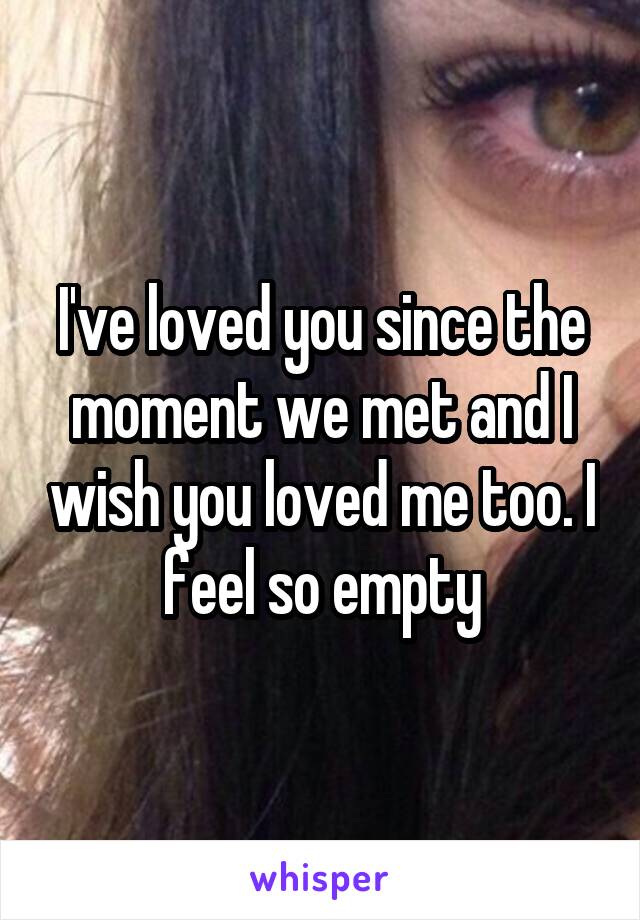 I've loved you since the moment we met and I wish you loved me too. I feel so empty