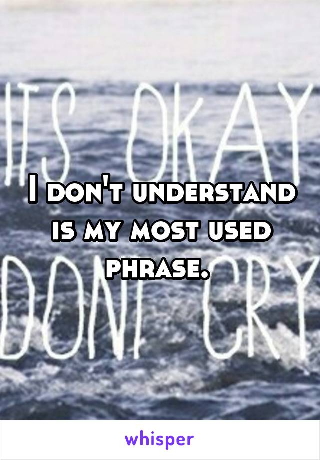 I don't understand is my most used phrase. 
