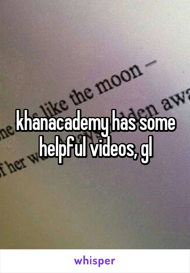 khanacademy has some helpful videos, gl