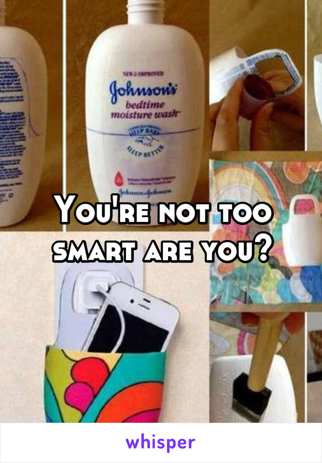 You're not too smart are you?