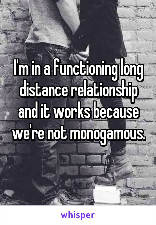 I'm in a functioning long distance relationship and it works because we're not monogamous. 