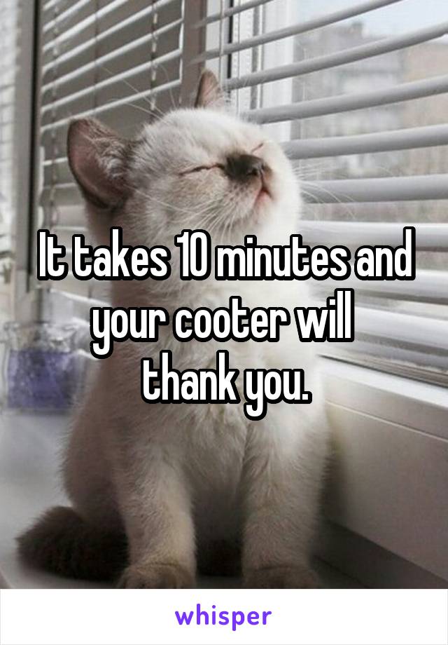 It takes 10 minutes and your cooter will 
thank you.