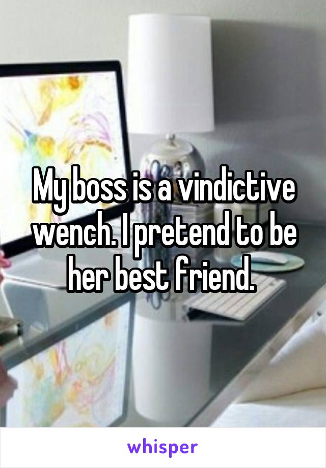 My boss is a vindictive wench. I pretend to be her best friend. 