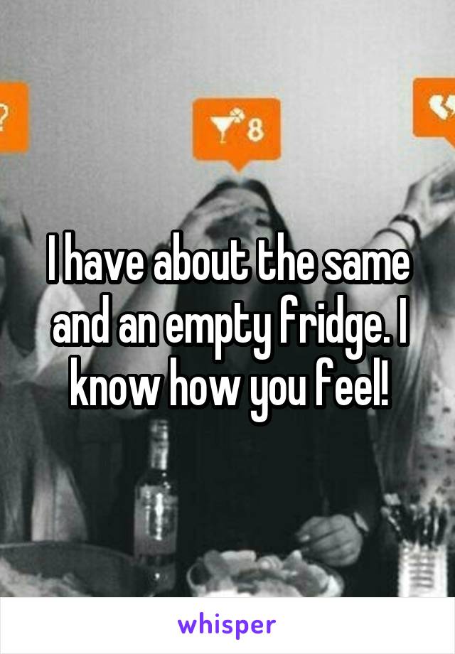 I have about the same and an empty fridge. I know how you feel!