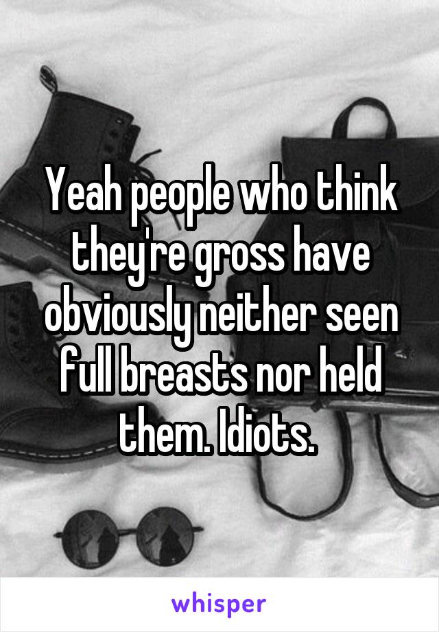 Yeah people who think they're gross have obviously neither seen full breasts nor held them. Idiots. 
