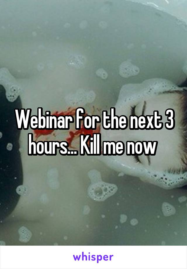 Webinar for the next 3 hours... Kill me now 